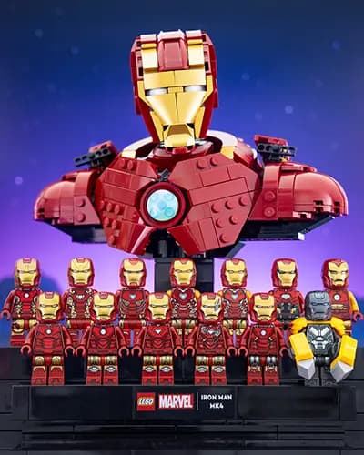 LEGO Iron Man bust and suits