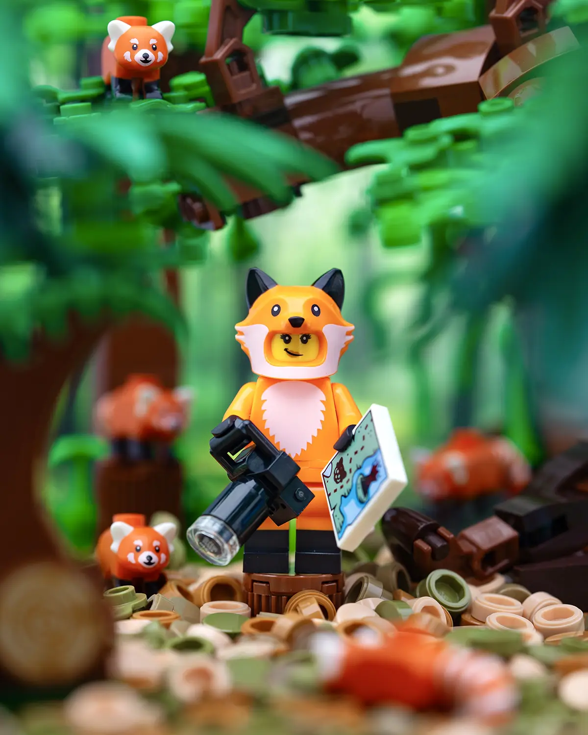 LEGO red panda in forest