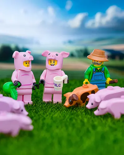 LEGO pig farm scene