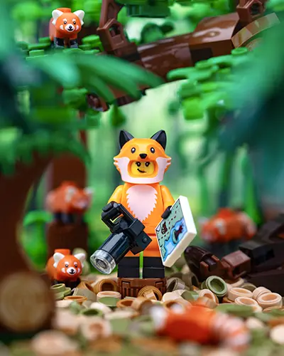 LEGO red panda in forest